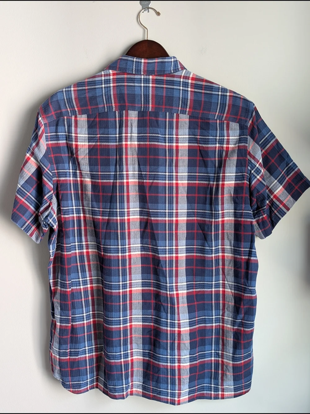 Polo Ralph Lauren Shirt Men XL Short Sleeve Plaid Flannel Button Up Blue Red